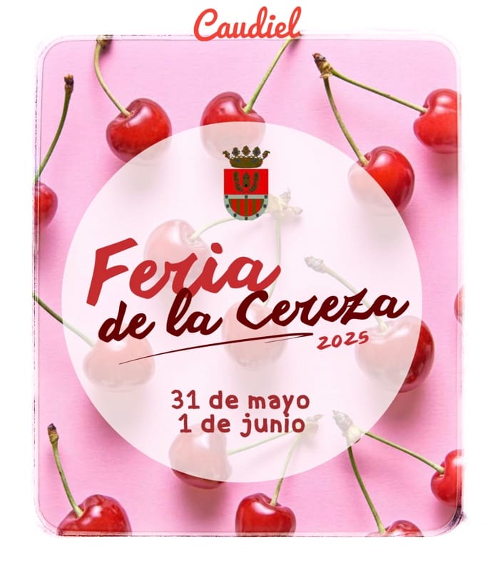 cartel anuncio de la feria de la cereza caudiel